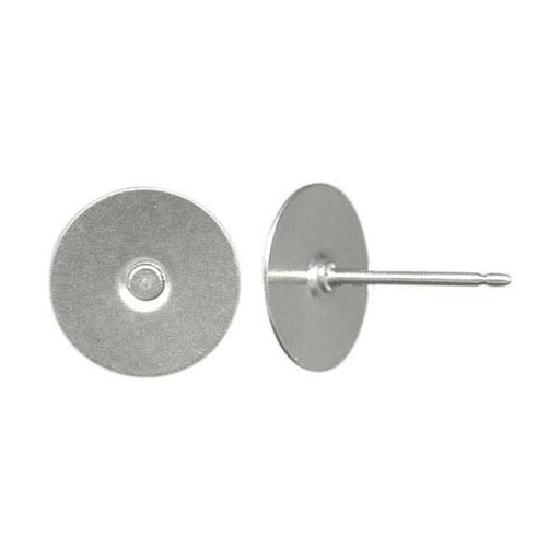 Earring Findings, 11mm Long Post with 10mm Glue On Pad, Titanium (10 Pairs)