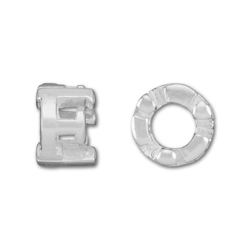Alphabet Bead, Large Hole Cut Out Letter 'E' 8mm, Sterling Silver (1 Piece)