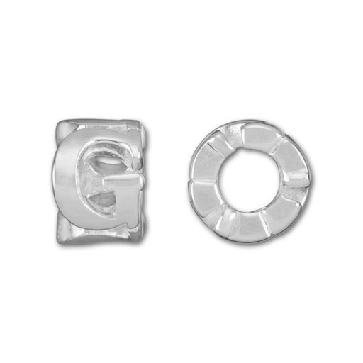 Alphabet Bead, Large Hole Cut Out Letter 'G' 8mm, Sterling Silver (1 Piece)