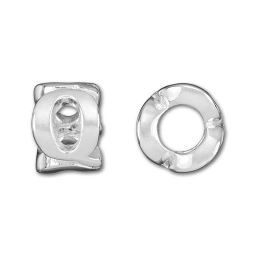 Alphabet Bead, Large Hole Cut Out Letter 'Q' 8mm, Sterling Silver (1 Piece)