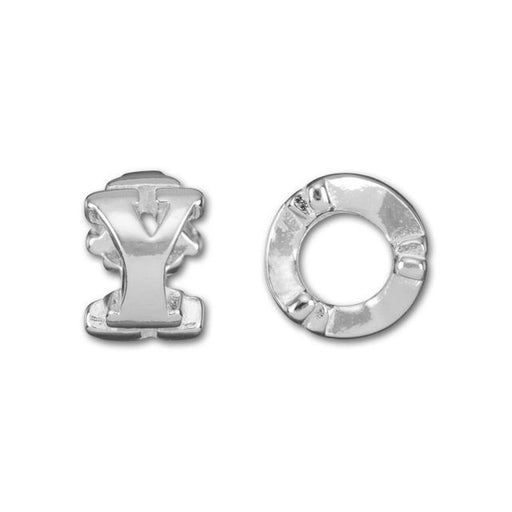 Alphabet Bead, Large Hole Cut Out Letter 'Y' 8mm, Sterling Silver (1 Piece)