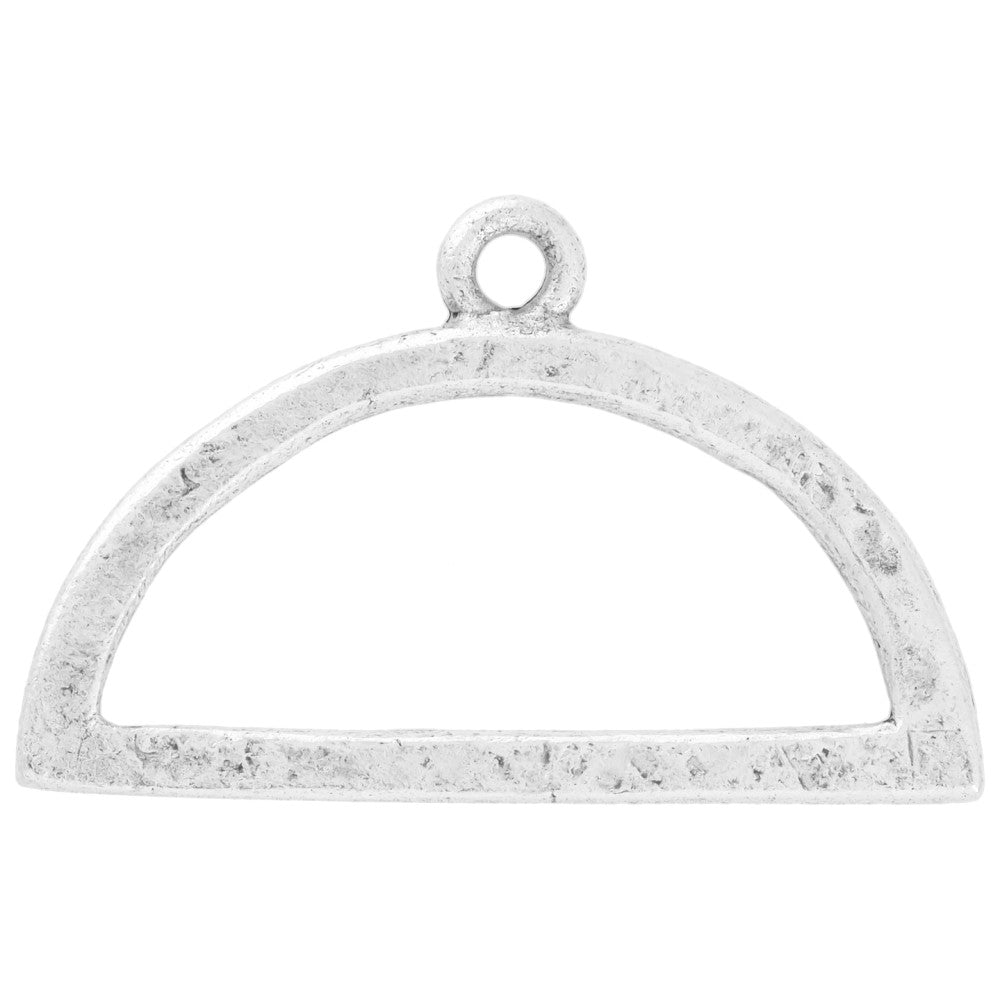 Open Back Pendant, Mini Hammered Half Circle 29.9x18.8mm, Antiqued Silver, by Nunn Design (1 Piece)