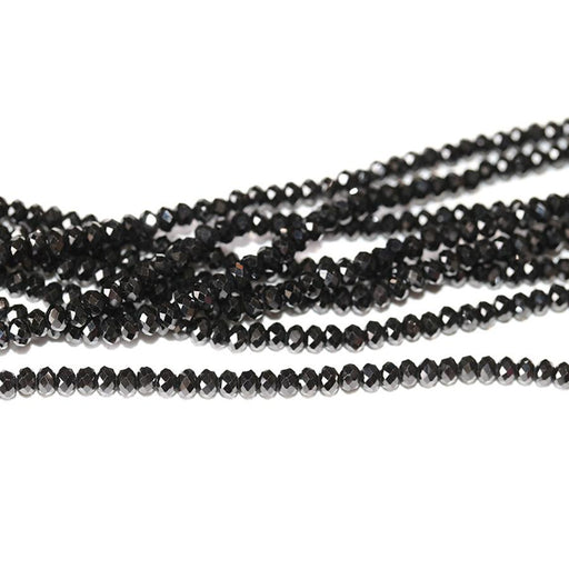 Dakota Stones Gemstone Beads, Black Spinel, Faceted Rondelle 3mm (16 Inch Strand)