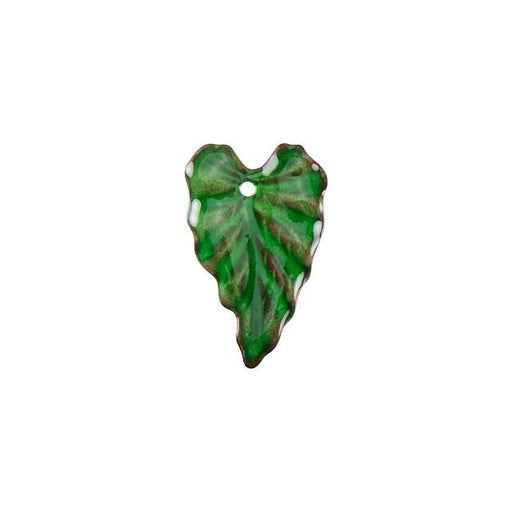 Pendant, Ivy Leaf 25x16mm, Enameled Brass Emerald Green, by Gardanne Beads (1 Piece)
