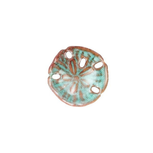 Pendant, Small Sand Dollar Shell 16mm, Enameled Brass Peppermint Green, by Gardanne Beads (1 Piece)