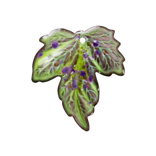 Pendant, Maple Leaf 35.5x32mm, Enameled Brass Tuscany Green Blend, by Gardanne Beads (1 Piece)