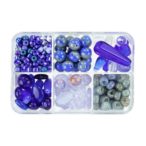Czech Glass Bead Mix Recipe Box, Assorted Shapes and Sizes, Blueberry Muffin (1 Box)