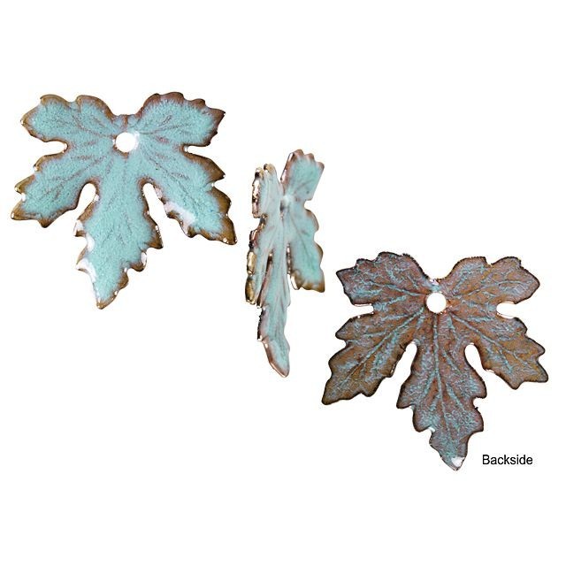 Charm, Maple Leaf 20x21mm, Enameled Brass Seafoam Green, by Gardanne Beads (1 Piece)