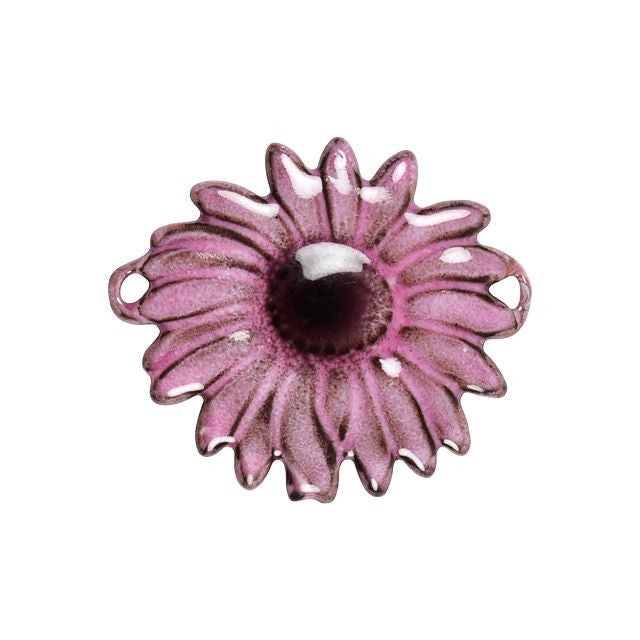 Connector Link, Daisy Flower 36x31mm, Enameled Brass Mauve Pink, by Gardanne Beads (1 Piece)