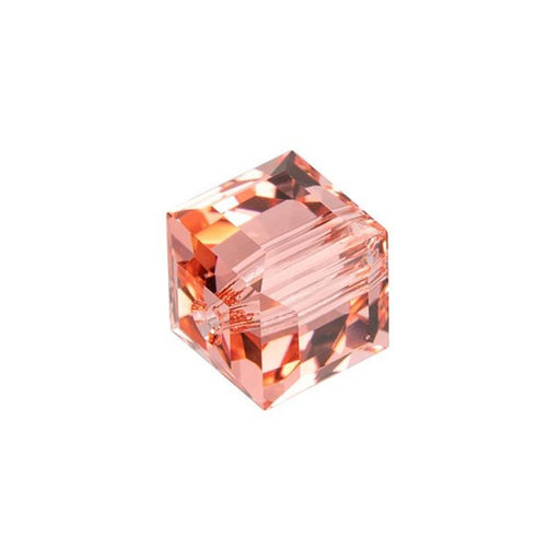 PRESTIGE Crystal, #5601 Faceted Cube Bead 8mm, Rose Peach (1 Piece)