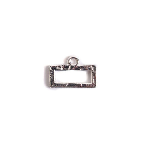 Open Back Pendant, Mini Hammered Rectangle 18x12.3mm, Bright Silver, by Nunn Design (1 Piece)