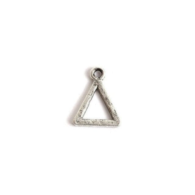 Open Back Pendant, Mini Hammered Triangle 17.9x13.9mm, Antiqued Silver, by Nunn Design (1 Piece)