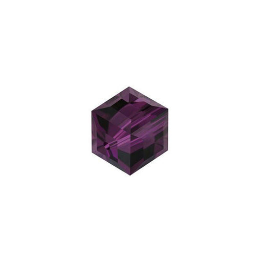 PRESTIGE Crystal, #5601 Faceted Cube Bead 6mm, Amethyst (1 Piece)