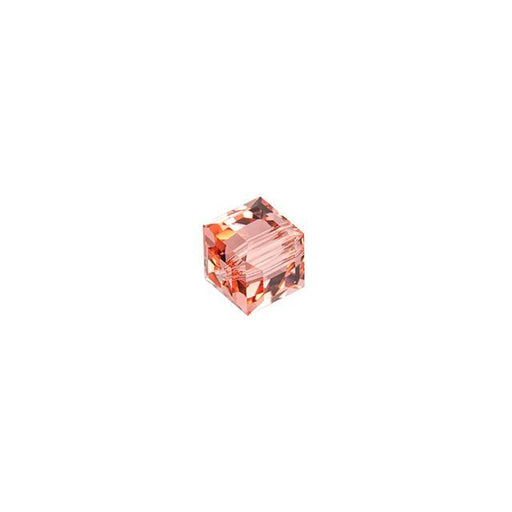 PRESTIGE Crystal, #5601 Faceted Cube Bead 4mm, Peach (1 Piece)