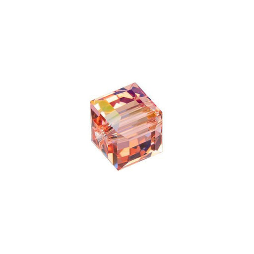 PRESTIGE Crystal, #5601 Faceted Cube Bead 6mm, Peach Shimmer B (1 Piece)