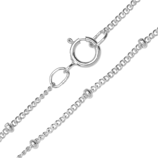 Finished Saturn Chain Necklace, Curb Links 1.7x1.2mm, 20 Inches, Sterling Silver