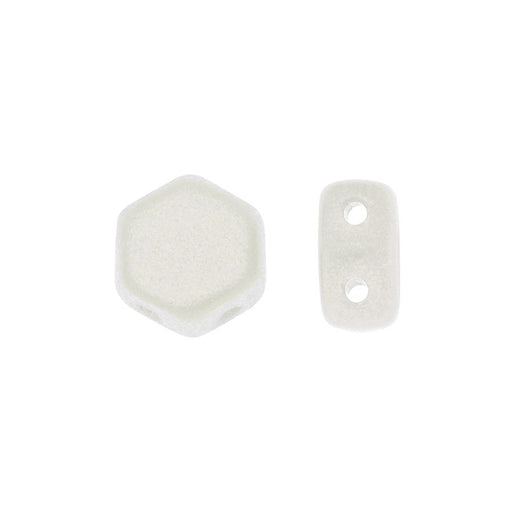 Czech Glass Honeycomb Beads, 2-Hole Hexagon 6mm, Pastel White (30 Pieces)