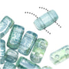 CzechMates Glass 2-Hole Rectangle Brick Beads 6x3mm - Dual Lustered Blue / Green (1 Strand)