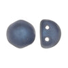 CzechMates Glass, 2-Hole Round Cabochon Beads 7mm Diameter, Metallic Blue Suede (2.5