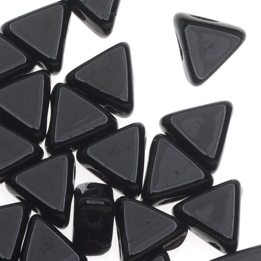 Czech Glass Kheops par Puca, 2-Hole Triangle Beads 6mm, Jet Black (9 Grams)