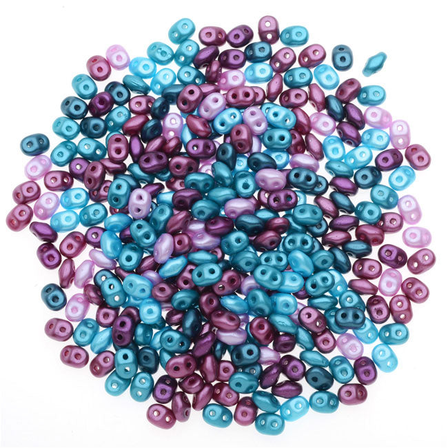 SuperDuo 2-Hole Czech Glass Beads, Victorian Elegance Mix, 2x5mm, 24g Tube