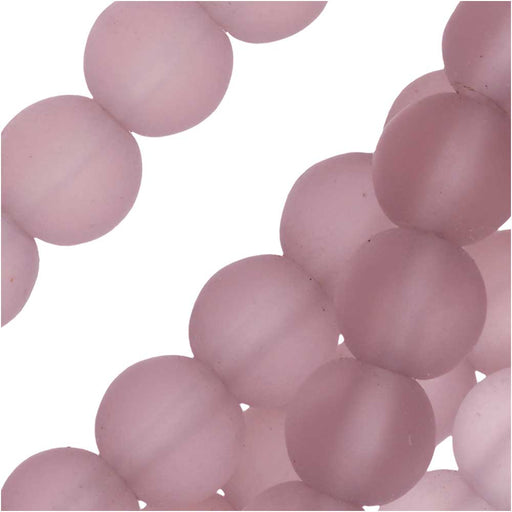 Cultured Sea Glass, Round Beads 8mm, Alexandrite Purple (26 Pieces)