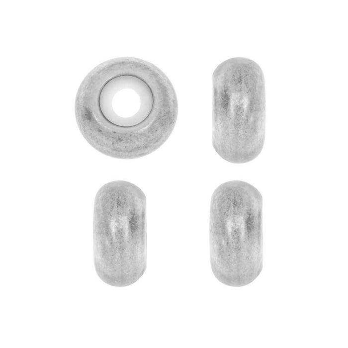 Adjustable Slider Clasp, Round with Silicone Center 8mm, Antiqued Silver Tone (4 Pieces)