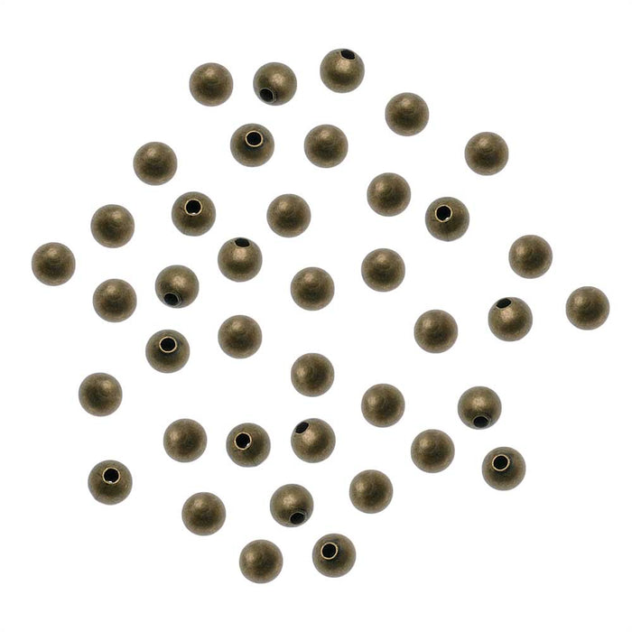 Antiqued Brass Small 3mm Round Seamed Beads (50 pcs)