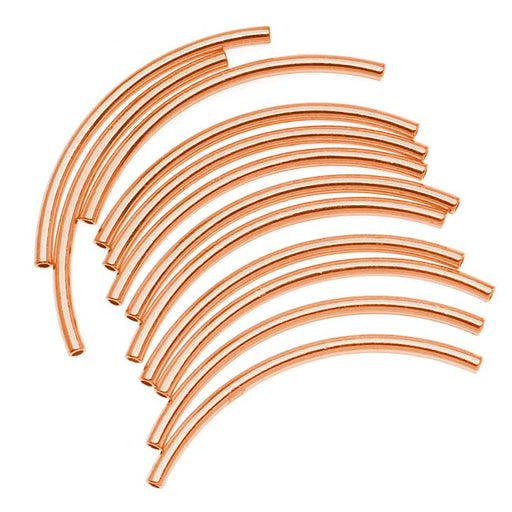 Copper Plated Curved Noodle Tube Beads 2mm x 38mm (12 pcs)