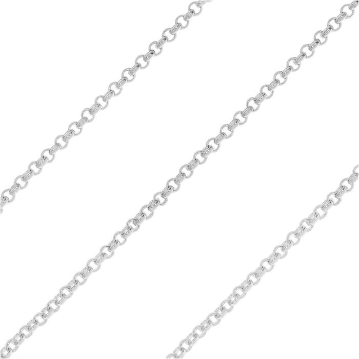 Silver Plated Rolo Chain, 1mm, by the Foot