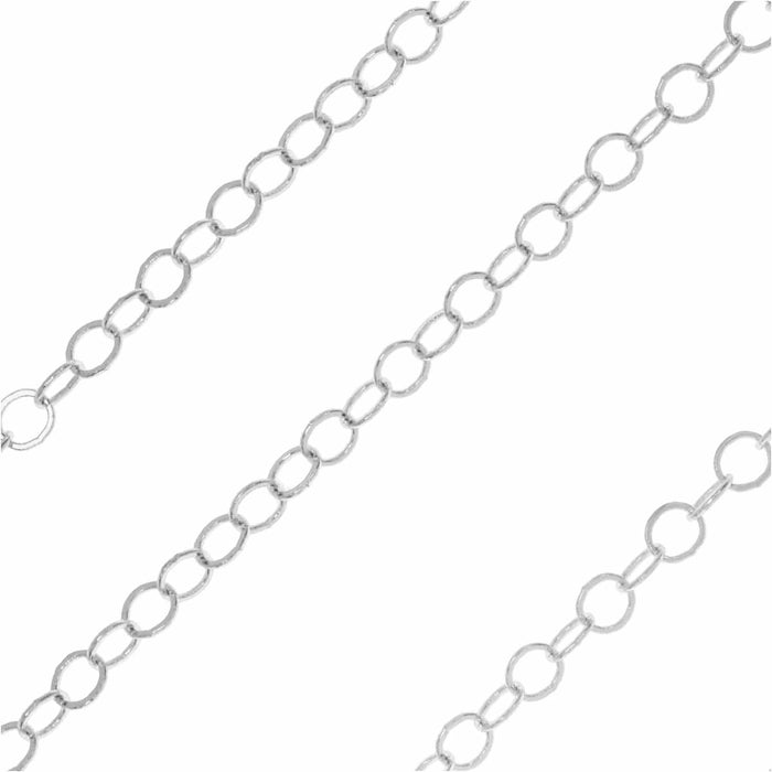 Silver Plated Cable Chain, Round Links 2mm, by the Foot