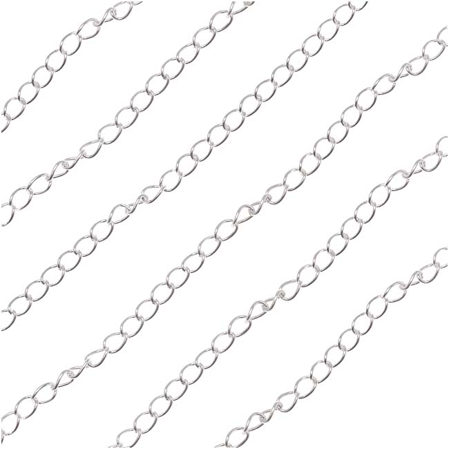 Silver FIlled Curb Chain, 2.6mm, by the Foot