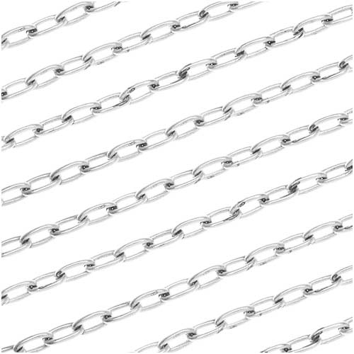 Silver Filled Oval Cable Chain Medium 3mm Unfinished Bulk by the Foot