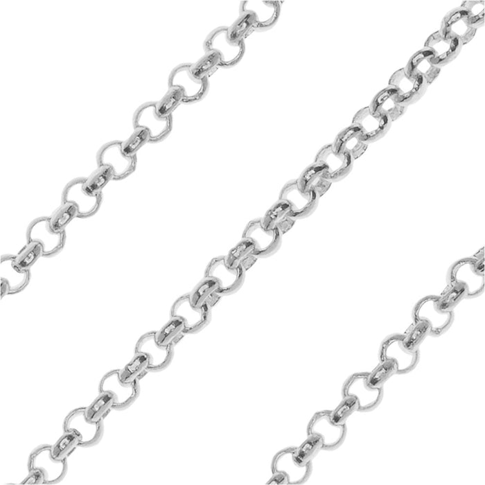 Silver Plated Rolo Chain, 2mm, by the Foot