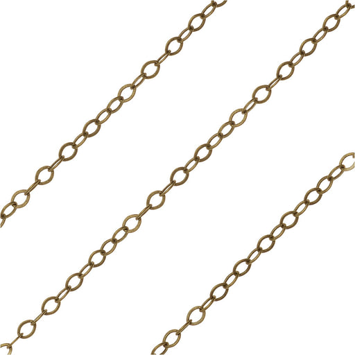Antiqued Brass Flat Cable Chain, 3x2mm, by the Foot