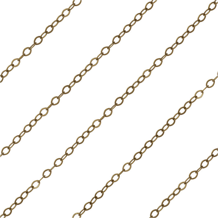 Antiqued Brass Flat Cable Chain, 3x2mm, by the Foot