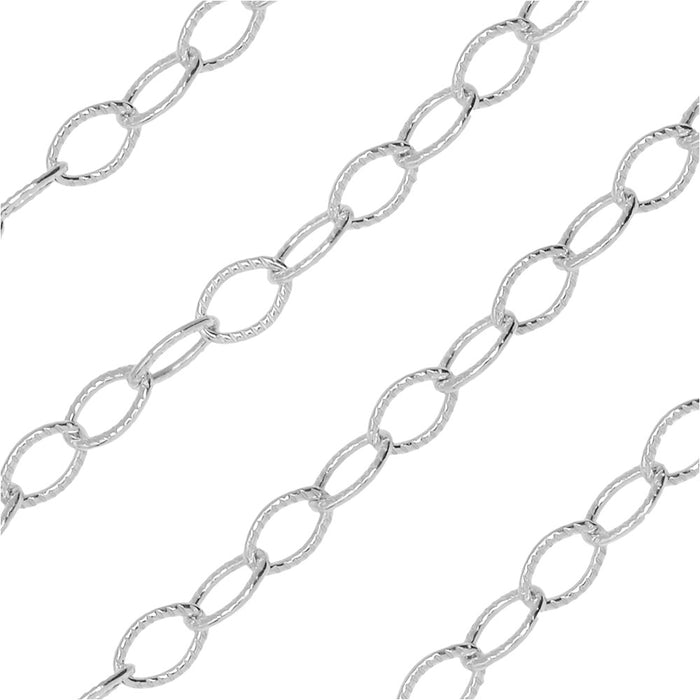 Sterling Silver Textured Cable Chain, 2.7mm, by the Foot