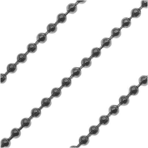 Gun Metal Plated Ball Chain, 1.2mm, by the Foot
