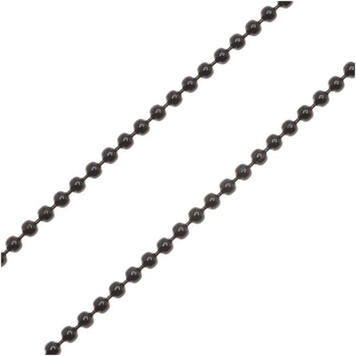 Black Color Steel 2mm Ball Chain, by the Foot