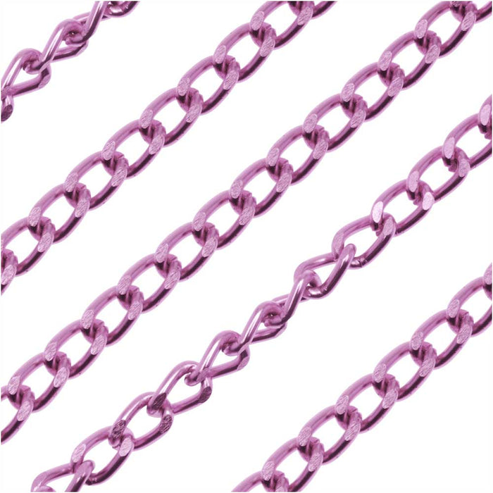 Light Purple Color Aluminum Curb Chain, 4mm, by the Foot