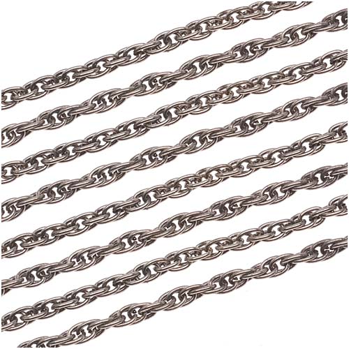 Antiqued Silver Plated Twisted Rope Chain, 4mm, by the Foot