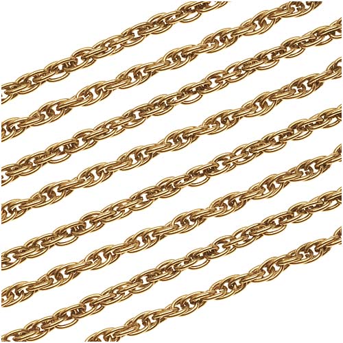 Antiqued 22K Gold Plated Thick Twisted Rope Chain, 4mm, by the Foot