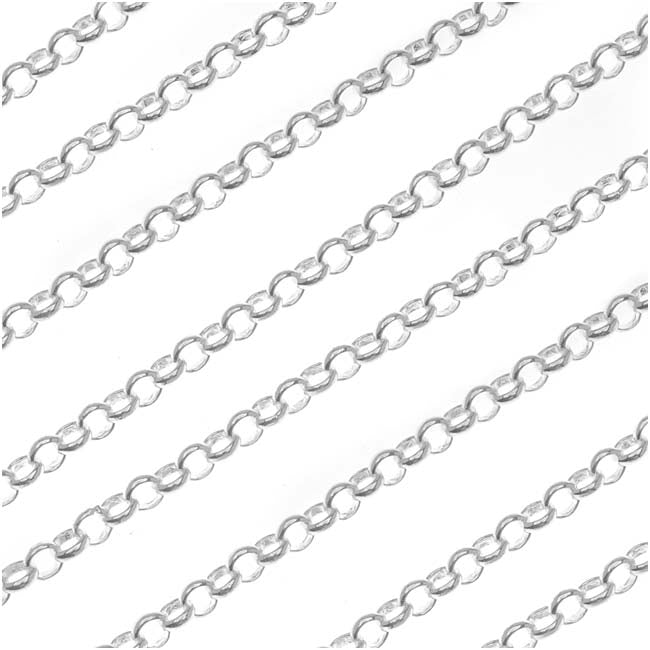 Silver Plated Rolo Chain, 3.7mm, by the Foot
