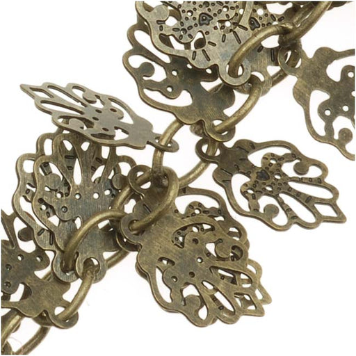 Charm Chain, Oak Leaf 10mm, Antiqued Brass (1 inch)