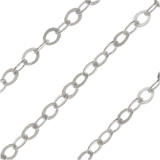 Sterling Silver Flat Cable Chain, 1.7mm (1 inch)