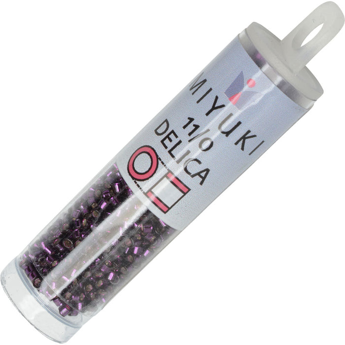 Miyuki Delica Seed Beads, 11/0 Size, #611 Silver Lined Wine Dyed (2.5" Tube)