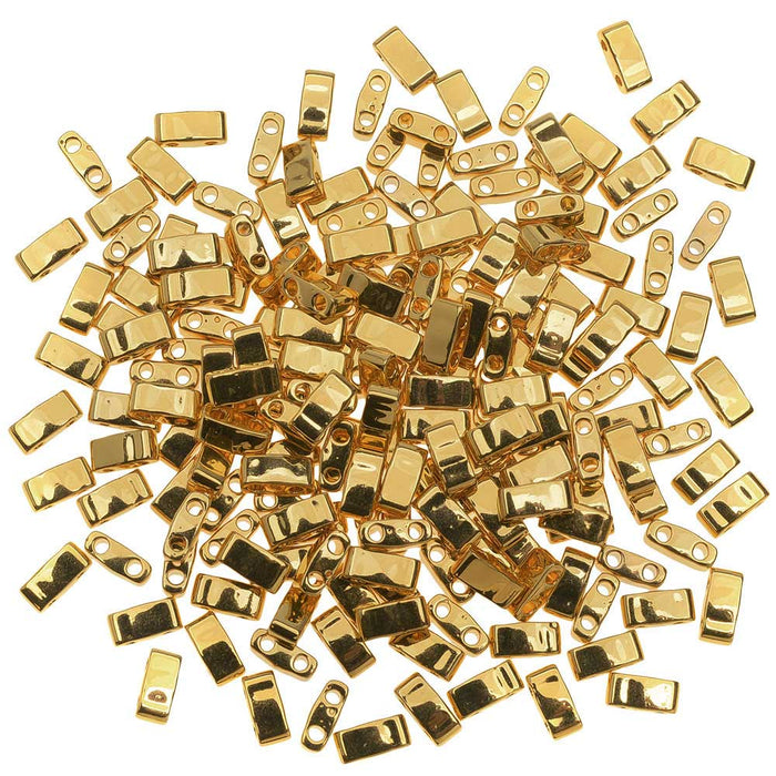 Miyuki Half Tila 2 Hole Rectangle Beads 5x2.3mm - 24K Gold Plated 7.8 Grams