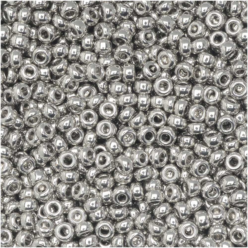 Miyuki Round Seed Beads, 11/0 Size, #194 Palladium Plated, Silver Tone (8.5 Gram Tube)