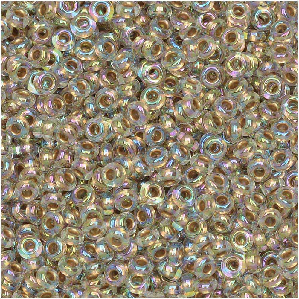 Toho Demi Round Seed Beads, Thin 11/0 (2.2mm), #994 Gold Lined Rainbow Crystal (7.8 Grams)