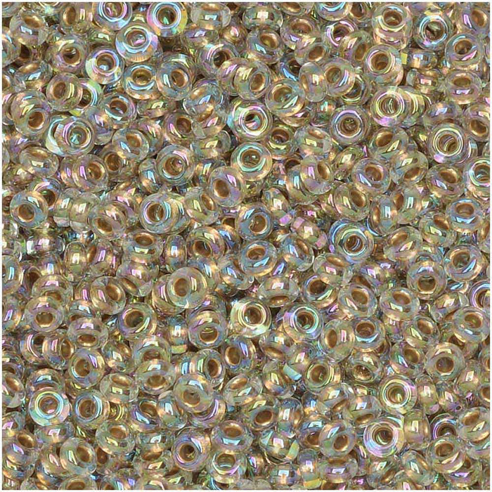 Toho Demi Round Seed Beads, Thin 11/0 (2.2mm), #994 Gold Lined Rainbow Crystal (7.8 Grams)